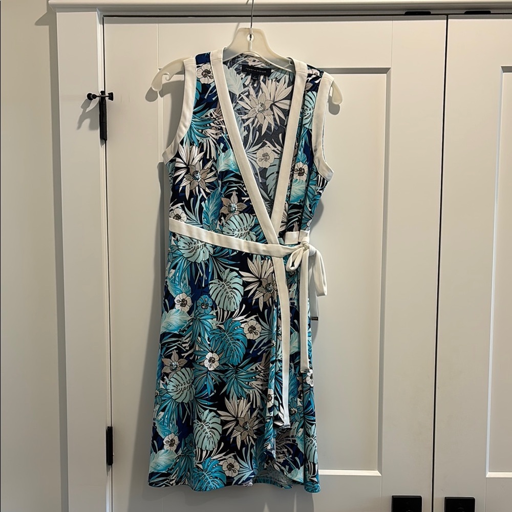 Tommy Hilfiger Blue and White Floral Wrap Dress